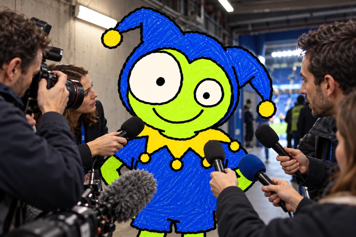 FK Jizmaila Sarr's mascot at a press conference with journalists.